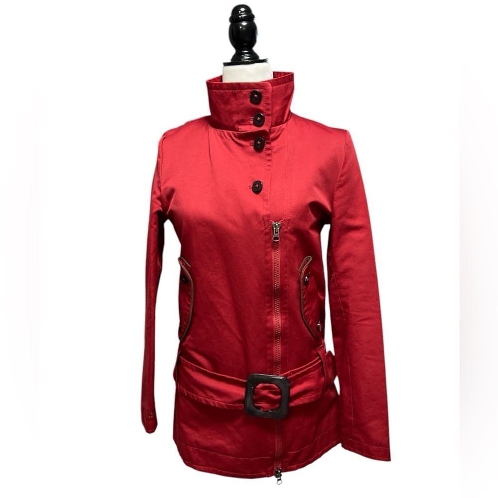 SOIA & KYO Dark Red Fall / Spring Belted Coat